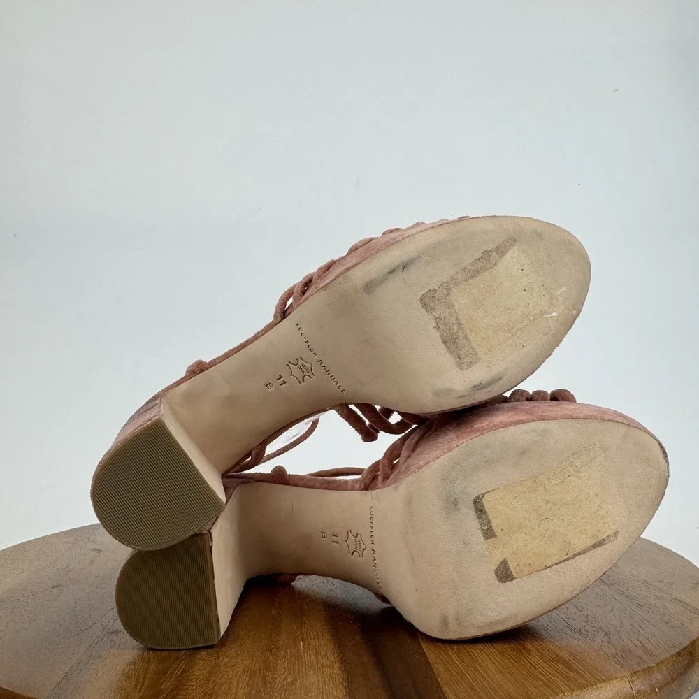 Womens Loeffler Randal Rivka Knotted Pink Platfrom Strappy Heeled Sandals Sz‎ 11